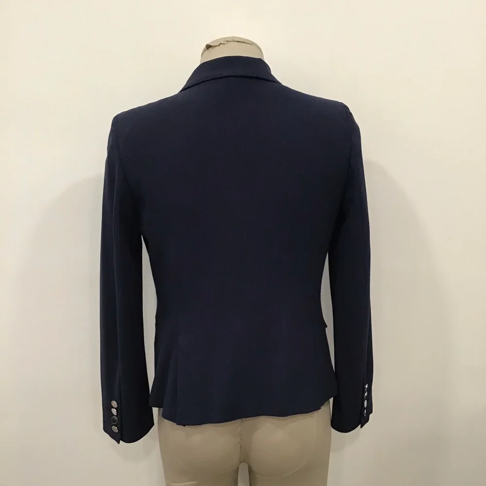 Tahari Blazer Womens Size M Navy Blue Tailored 3-Button Professional Jacket - Picture 3 of 14